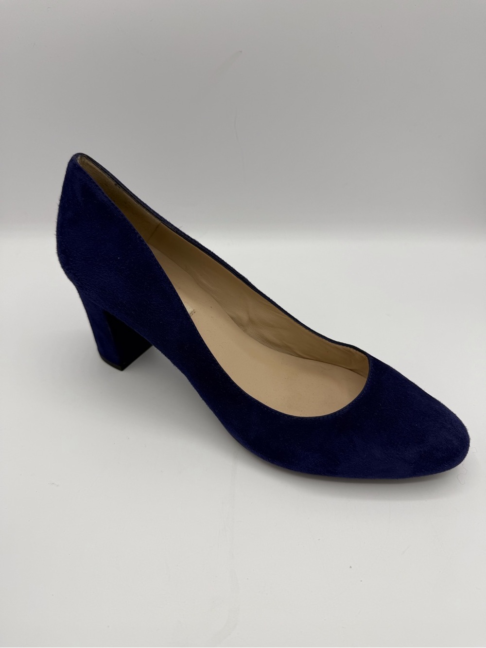 LK Bennett Navy Suede Block Heel Pumps